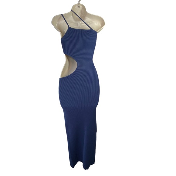 h:ours | NWT Evelyne Cut Out Knit Dress in Midnight Blue Size L - Picture 6 of 10